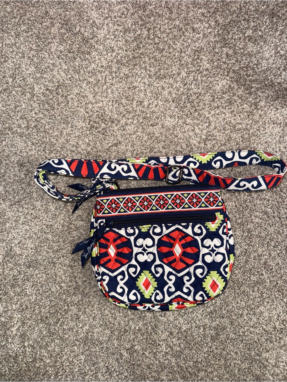 Vera Bradley Navy Red Lime Patterned Crossbody Belt Bag